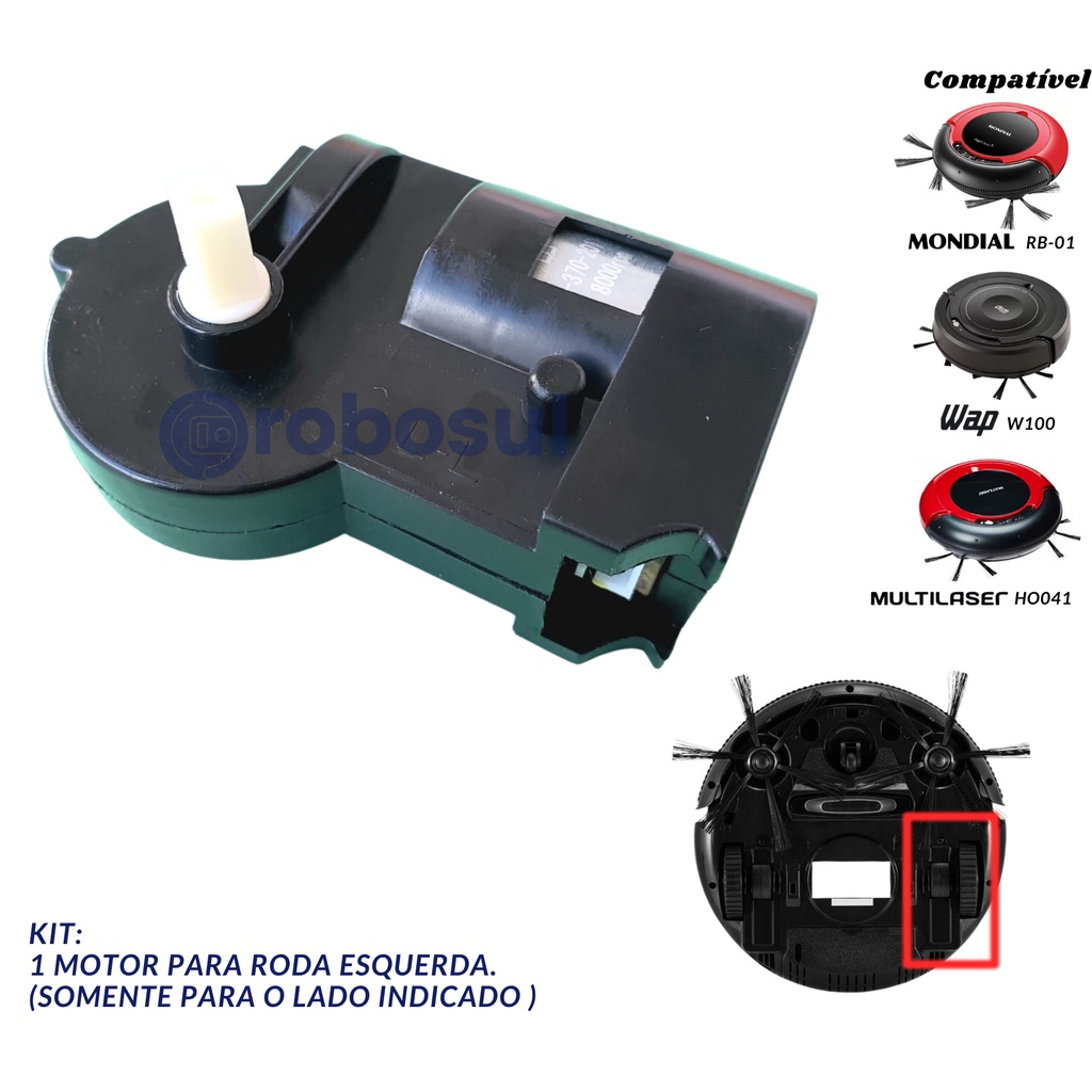 Motor da Roda Esquerda Para Robô Aspirador RB01 HO041 e W100
