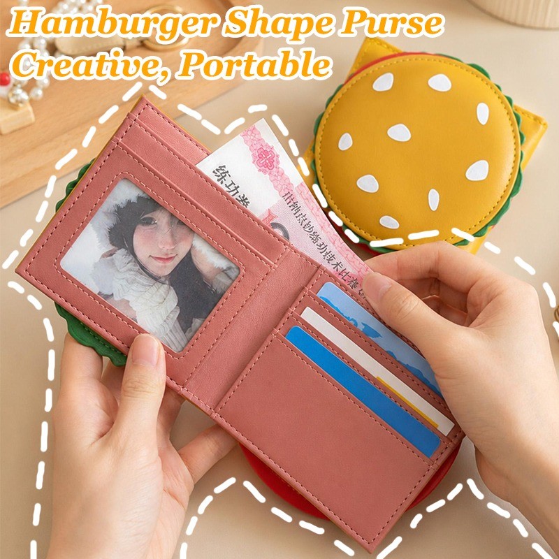 Bolsa Em Formato De Hambúrguer-Dobrável-De Moedas Fofa Carteira De Design De Fast Food Troca Criativa Portátil Para Cart