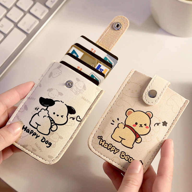 Organizador de Cartões Retrátil com Padrão de Urso Pacha em Estilo Cartoon, com Múltiplos Compartimentos para Cartões, f