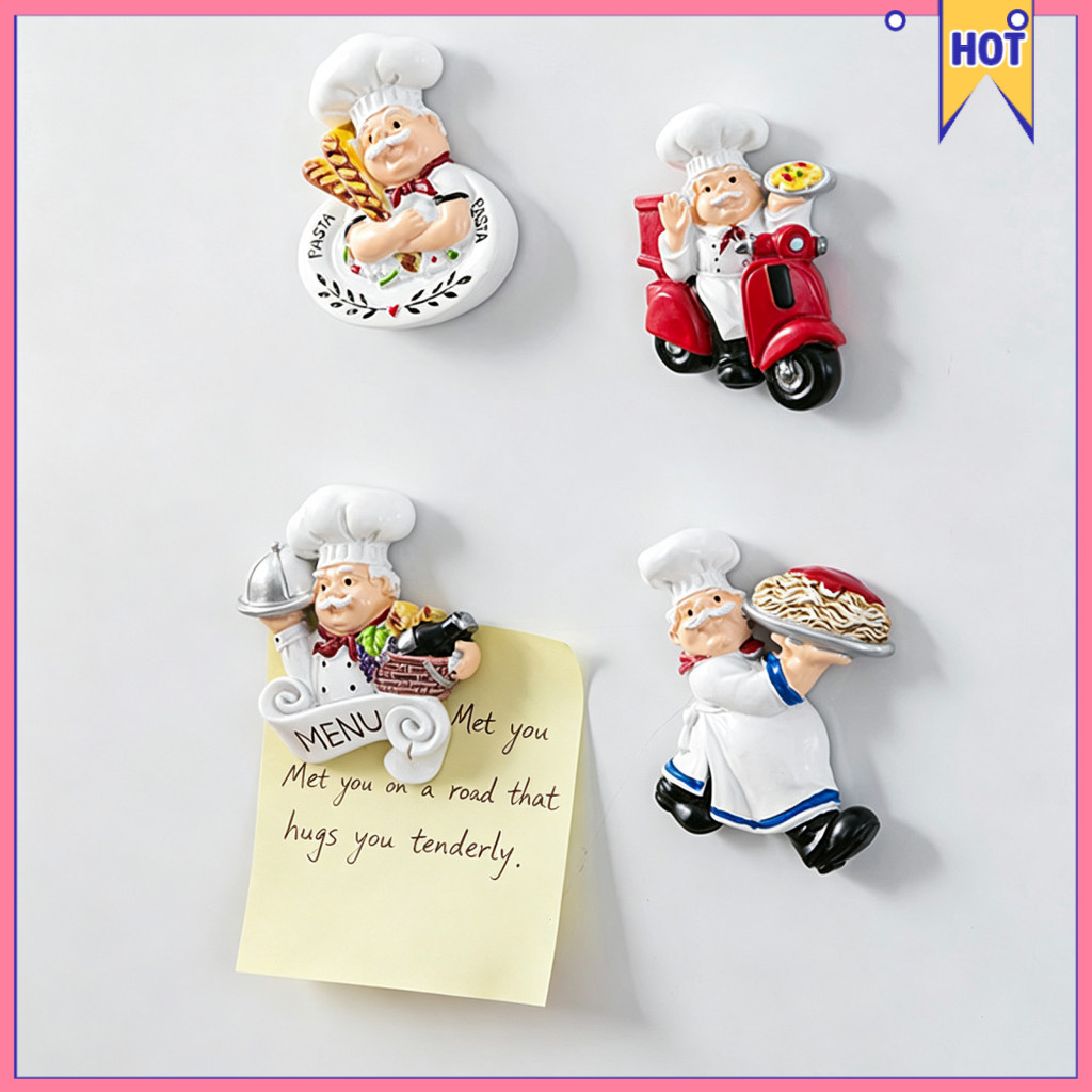 3d Cartoon Chef Refrigerator Magnet Resin Baker Fridge Decor Memo Photo Holder Cute Kitchen Accessories for Home Decorat