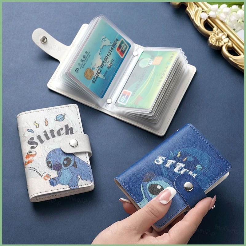 QL2 Stitch Cartoon Card Bolsa Mulheres Grande Capacidade Pequeno Cartão Caso Personalidade Criativa Armazenamento