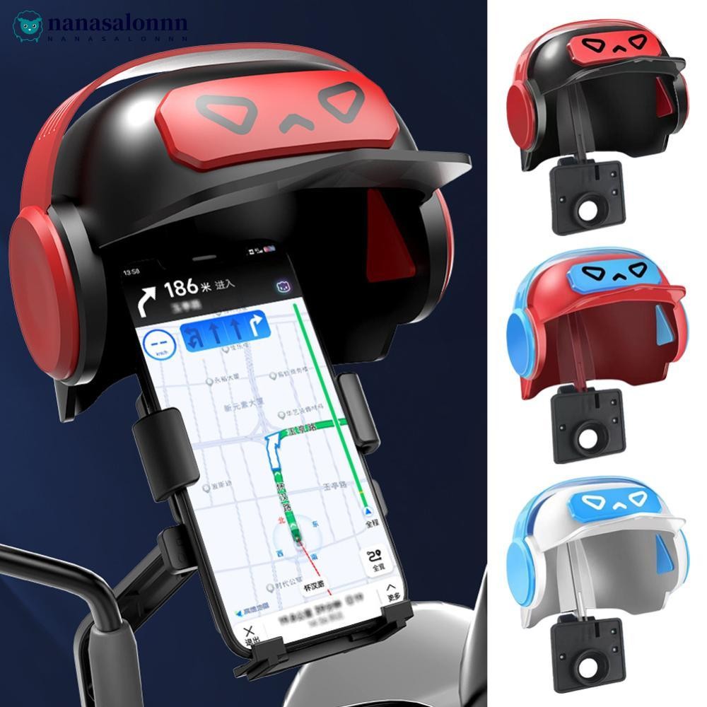 NSN Cartoon Pequeno Capacete Rider Motocicleta Suporte Para Celular E Navegação Bicicleta Elétrica Guarda-Sol À Prova D'