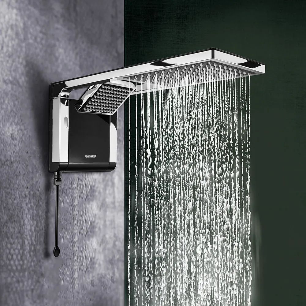 Chuveiro Acqua Duo Flex Preto/Cromado 220V 6800W Lorenzetti