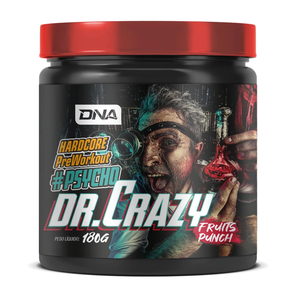 Psycho Dr. Crazy 180g Fruit Punch - Pré-Treino para Energia e Foco DNA Suplementos