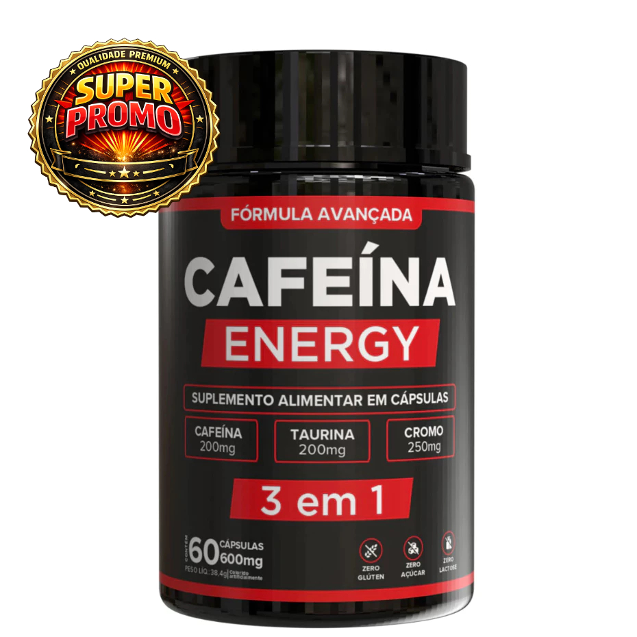 Cafeína Taurina e Cromo + Energia, Foco e Performance Máxima - 60 Cápsulas Envio Imediato