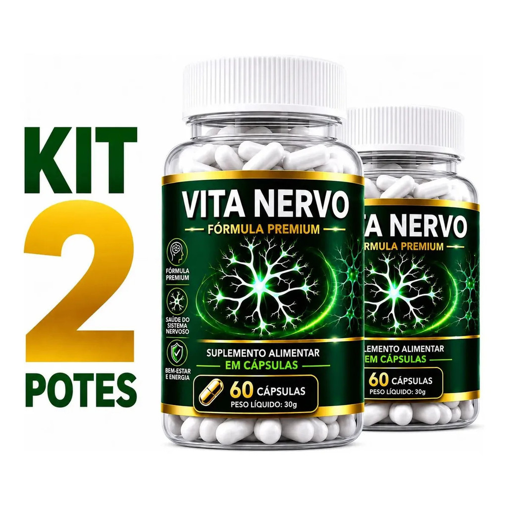 2 Vita Nervo 60 Caps Suplemento Para Foco Memoria Cognitivo
