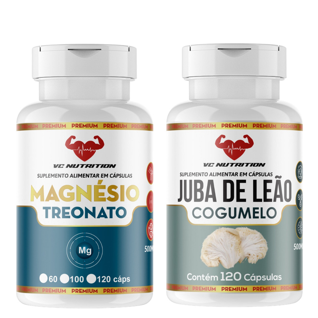 Magnésio L-Treonato 500 mg + suplemento para foco e memória, 120 cáps