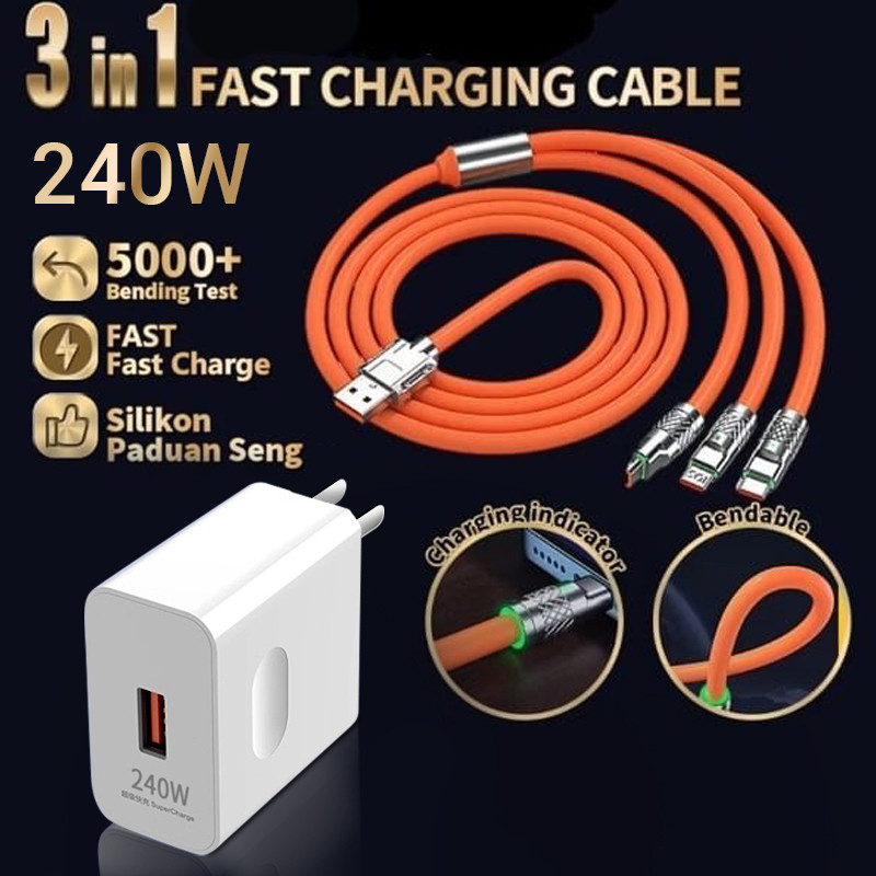 Geek 1 in 3 charging data cable 240w port adapter type-C data cable for iPhone iOS USB and ROI