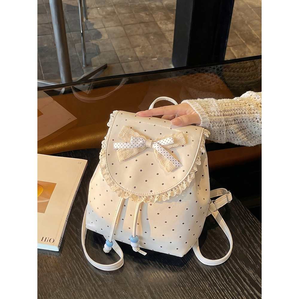 Polka Dot arco estudante saco feminino 2026 novo estilo classe diário Commuter saco de escola doce menina estilo bonito