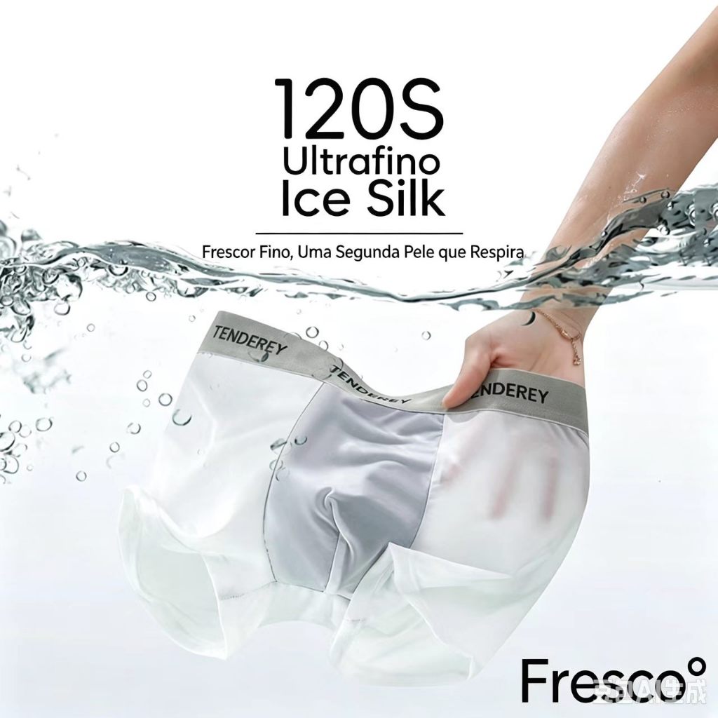 Cuecas masculinas de seda gelada, ultrafinas, frescas, de secagem rápida, confortáveis, simples, cuecas boxer masculinas