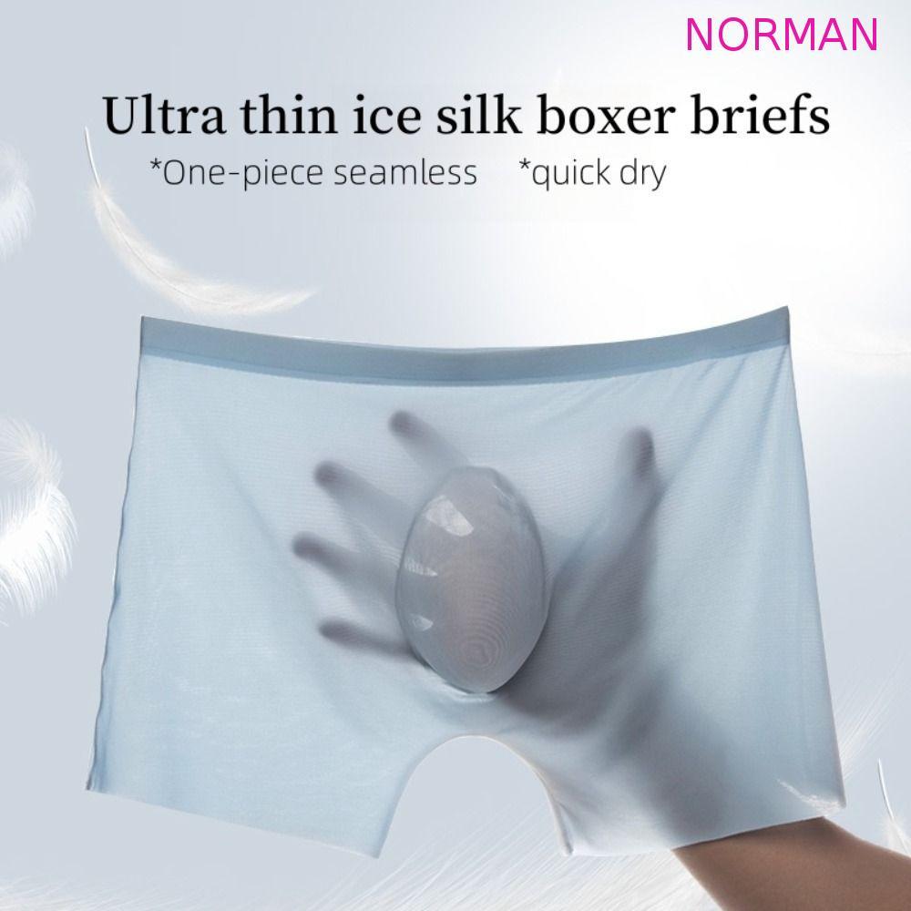 Cuecas Boxer De Seda Gelada NORMAN , Ultrafinas Respiráveis De Cor Sólida Sem Costura Com Sensação Fresca