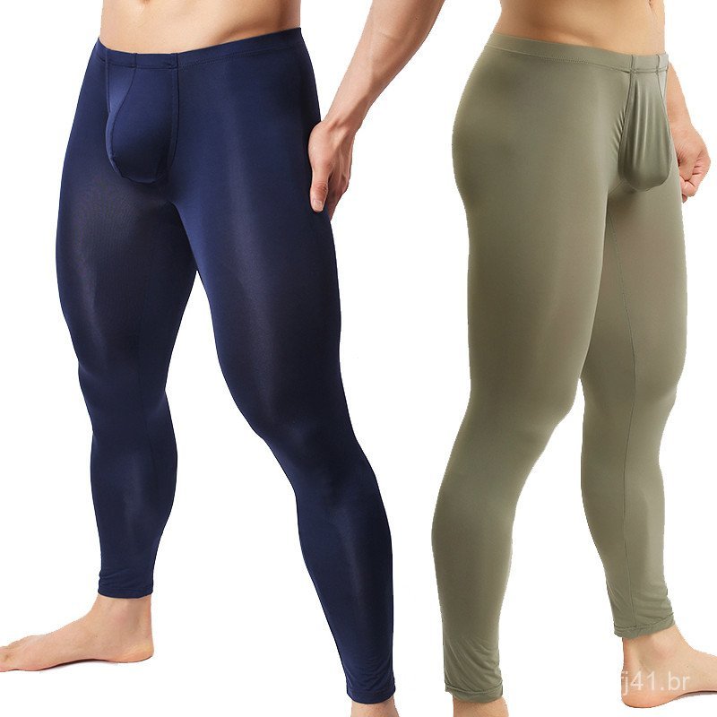 Novas calças compridas de seda ultrafinas para homens, calças térmicas, leggings frescas, roupa íntima S M L XL XXL