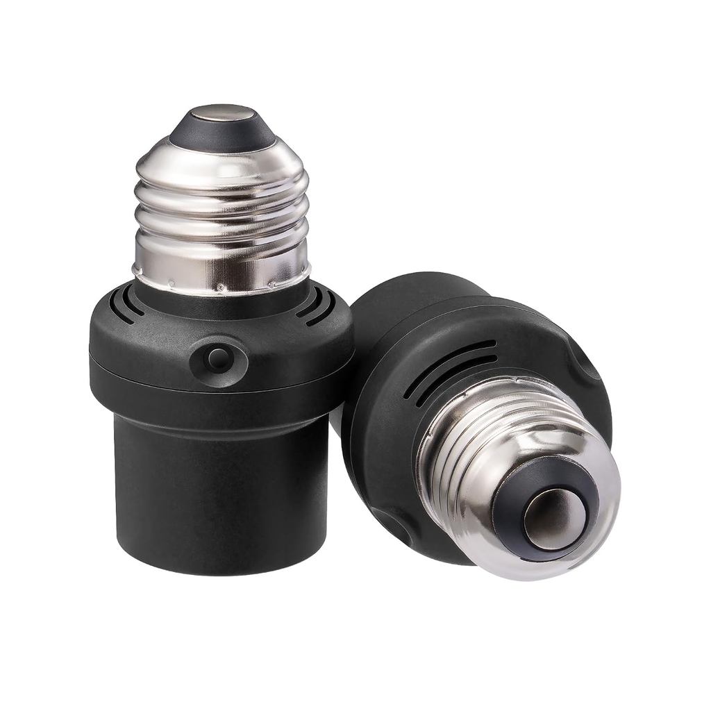 DEWENWILS Light Sensor Socket 2 Pack, Automatic Dusk to Dawn E26/E27 Socket Adapter, Double Sensors for Porch/Wall Light