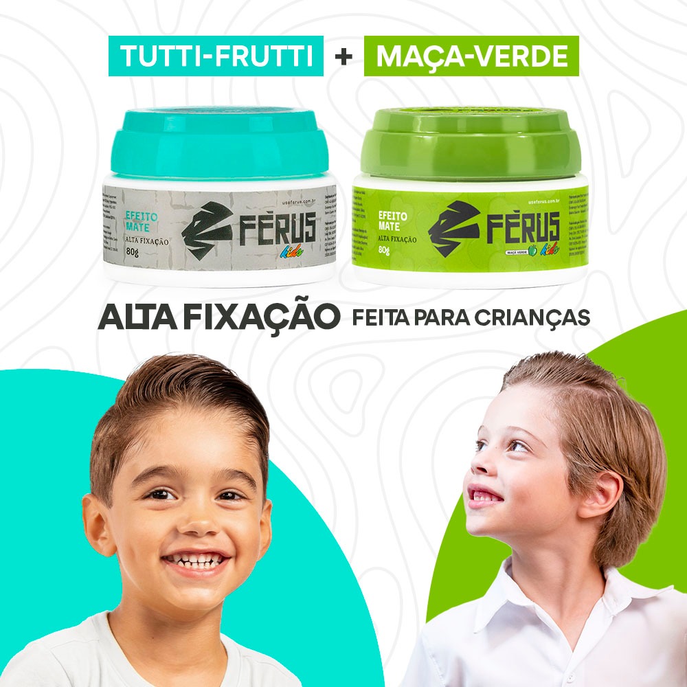 2 Ceras Modeladoras Criança Infantil Ferus Kids Tutti Frutti e Maça Verde Efeito Mate