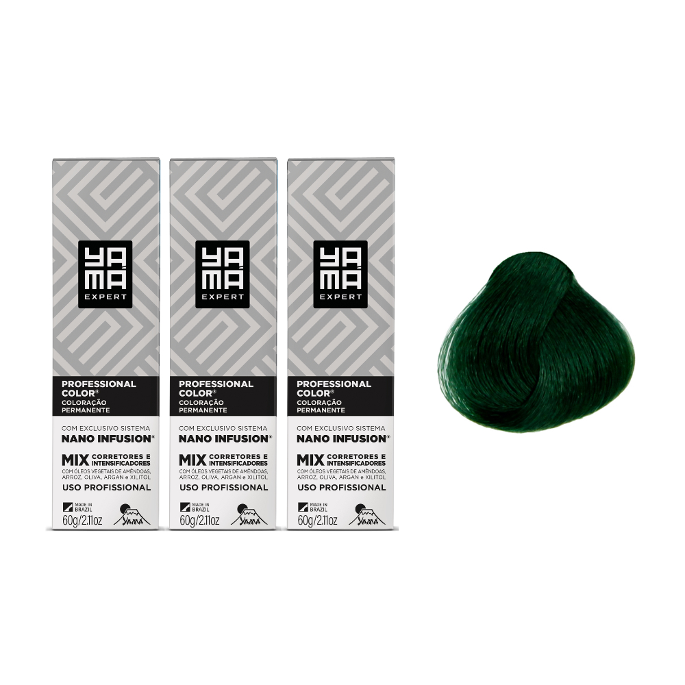 Kit C/3 Colorações Prof Color Nano Mix Verde Yamá