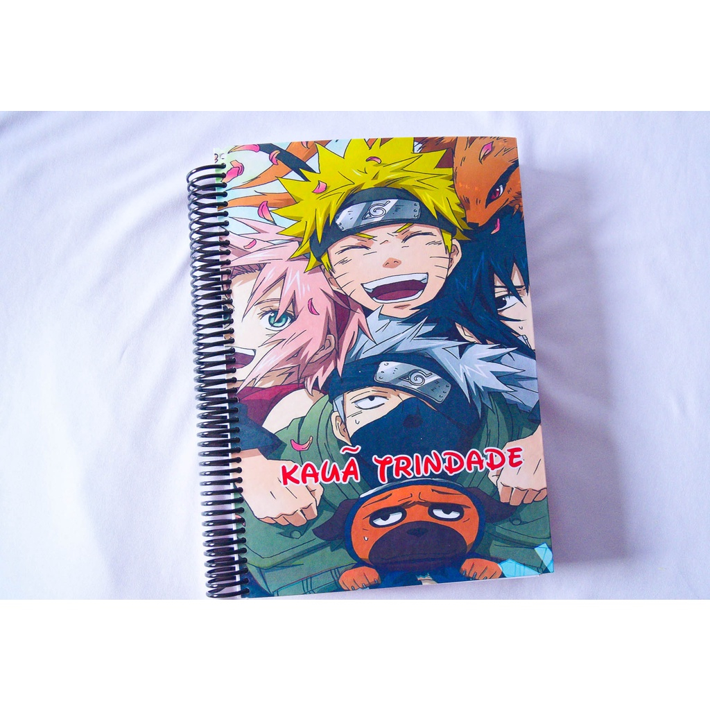 Caderno personalizado grande do Naruto capa dura 80 folhas espiral volta as aulas 2023