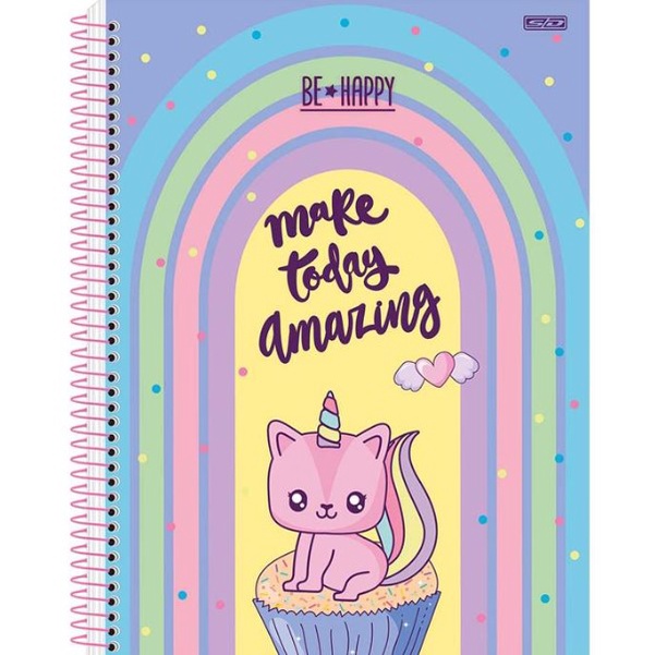 Caderno 01X1 Capa Dura Be Happy C/ 80 Folhas 1 Matéria - SD INOVACOES