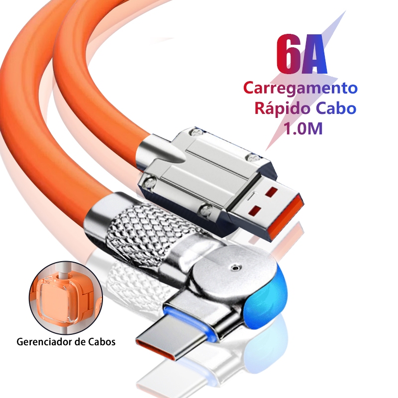 Carregador Cabo Turbo Para iphone Celular Lightning 240W USB A Adaptador 1M Cable