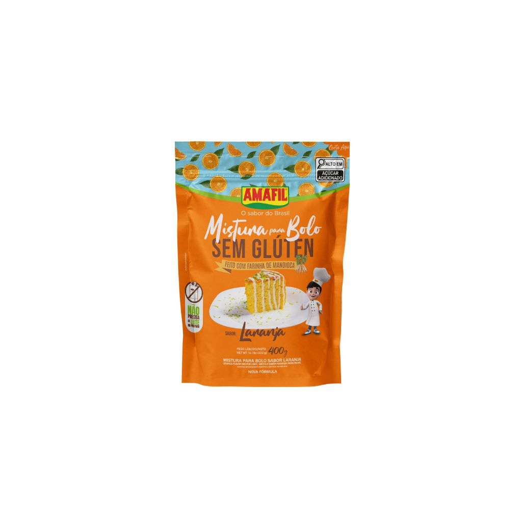 Mistura Para Bolo De Laranja Sem Glúten Amafil 400g