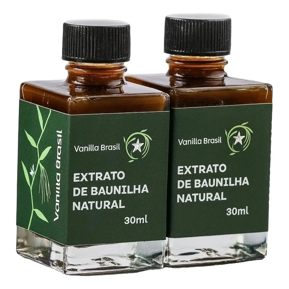 Kit 2 Extratos De Baunilha Natural Concentrado Especial Culinária Confeitaria Vanilla Brasil 30ml