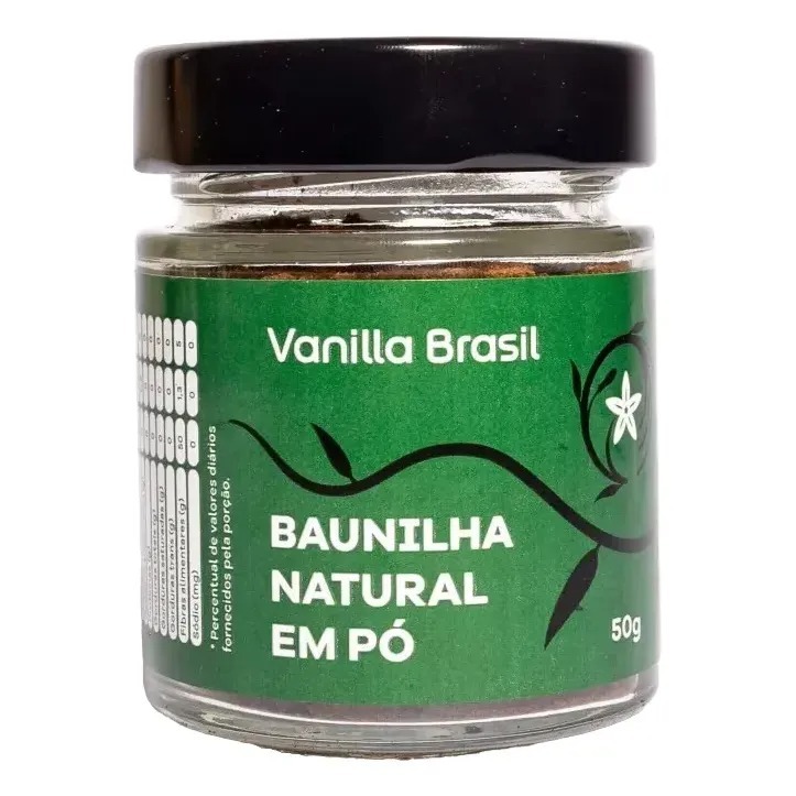 Baunilha Natural em Pó Extremamente Concentrado Aromático Confeitaria Gourmet Vanilla Brasil 50gr