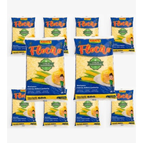 Flocão De Milho Livre de Transgênicos Amafil 500G - 10 Unidades