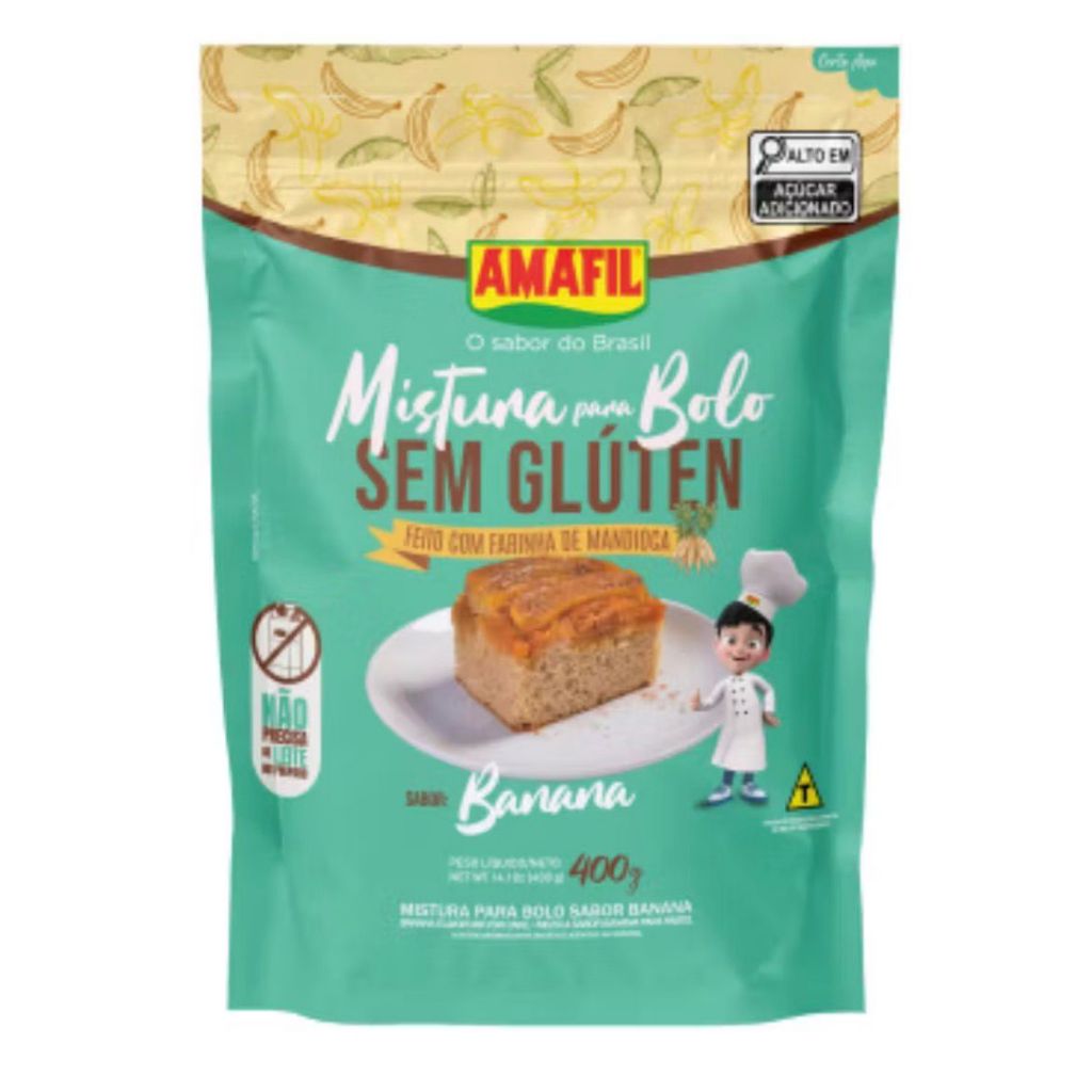 Mistura Para Bolo Banana Sem Glúten Amafil 400g