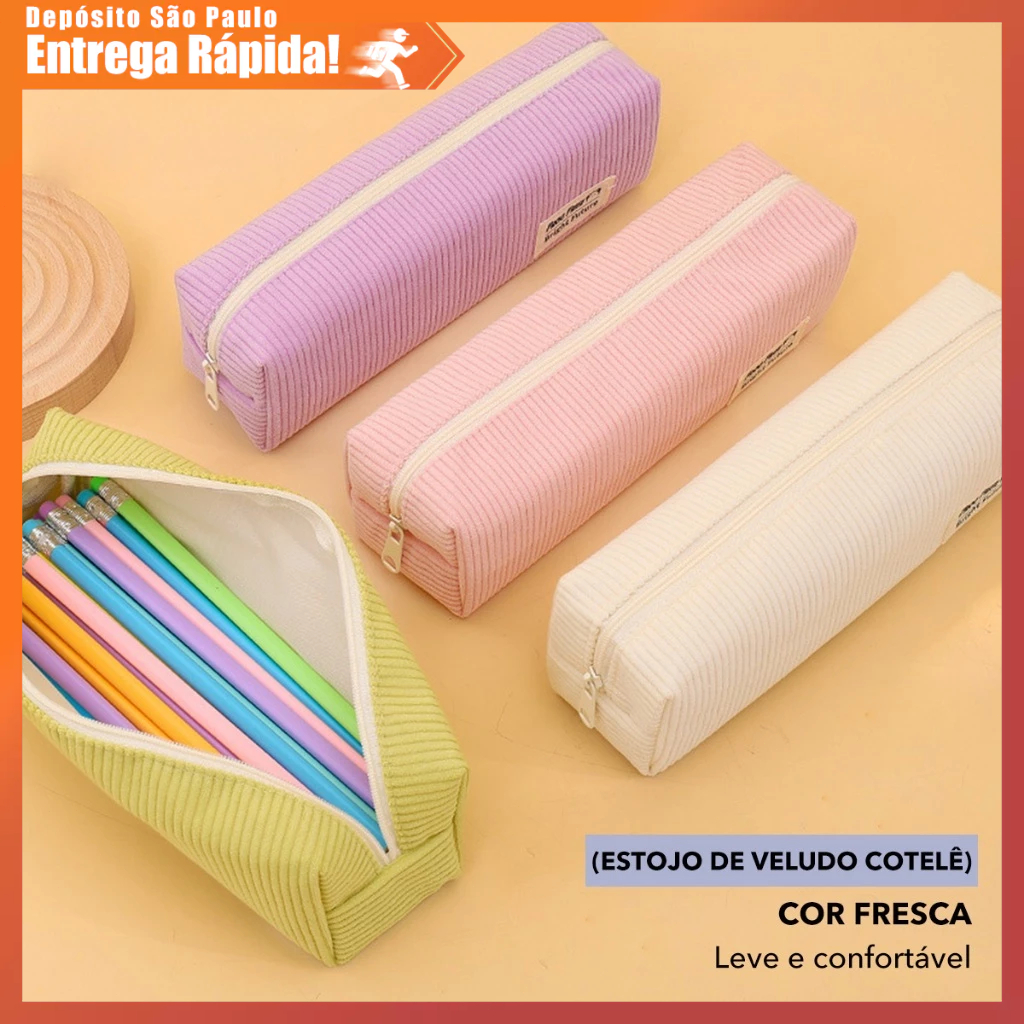 Estojo Pelúcia Coreano Vaca Fofo | Lápis Canetas | Material Escolar Bonito | Crianças Adolescente