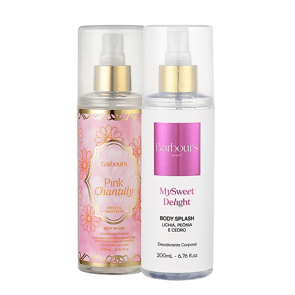 Dupla Body Splash Delight e Pink Chantilly Barbour’s Beauty 200ml Perfume Feminino