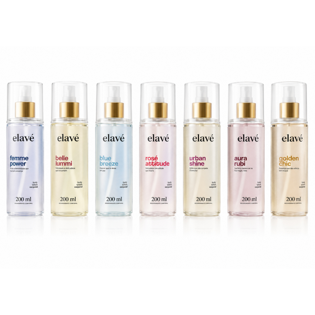 Elavé Body Splash Feminino Desodorante Corporal Perfumado 7 Fragrâncias 200ml