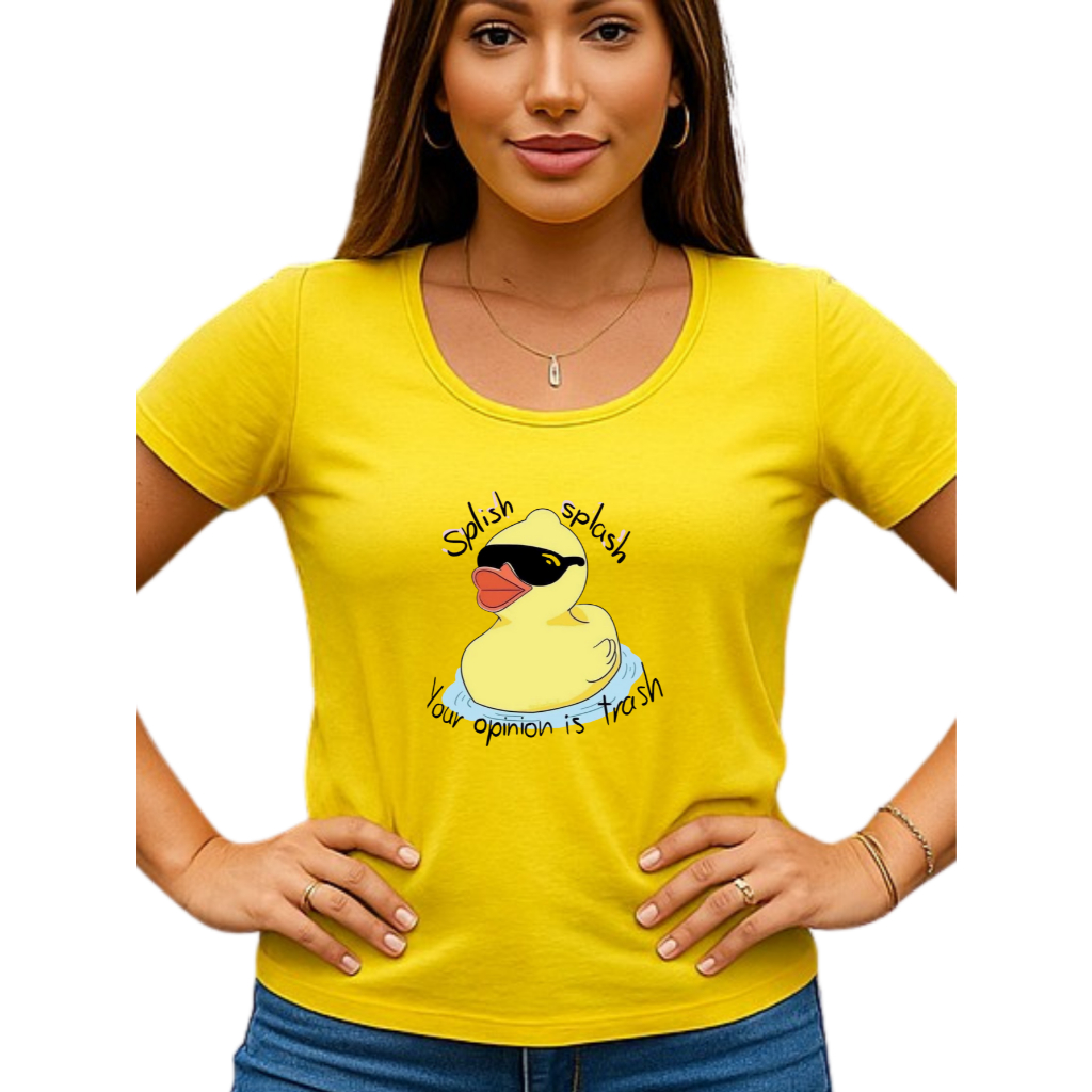 Blusa feminina manga curta, estampada Splish Splash Your Opinion