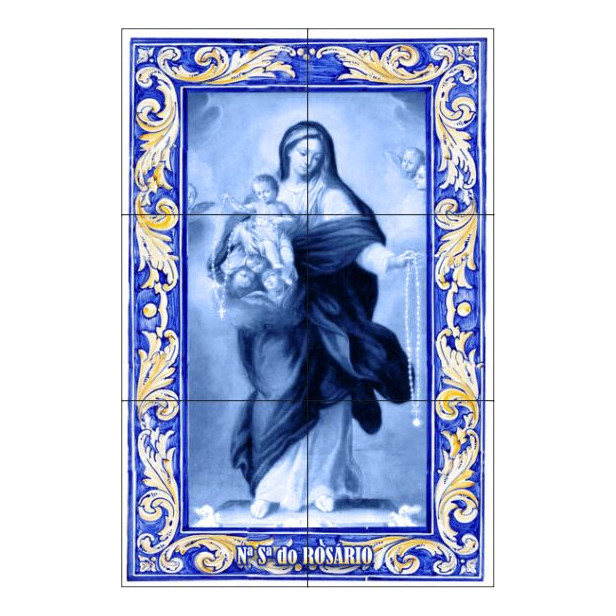 Quadro Decorativo Nossa Senhora Do Rosario Azulejo Est. Port