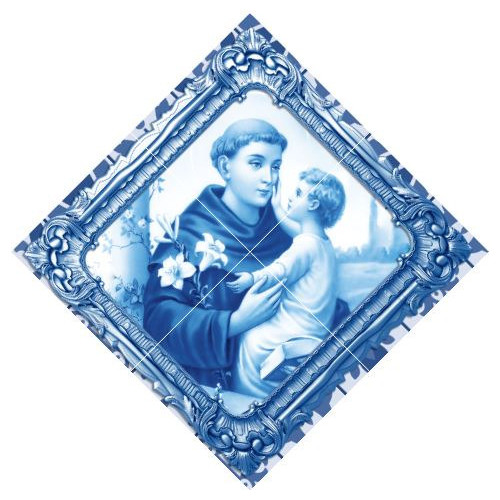 Quadro Imagem Santo Antonio Azulejo Decorativo Balão Port.