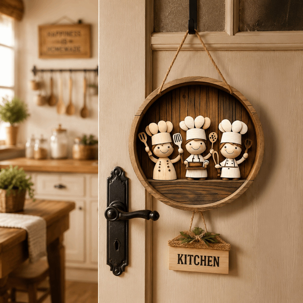 Arte De Parede De Cozinha , Sinal De Plano 2D , Pingente De Chef De Restaurante De Placa Decorativa De Guirlanda De Port