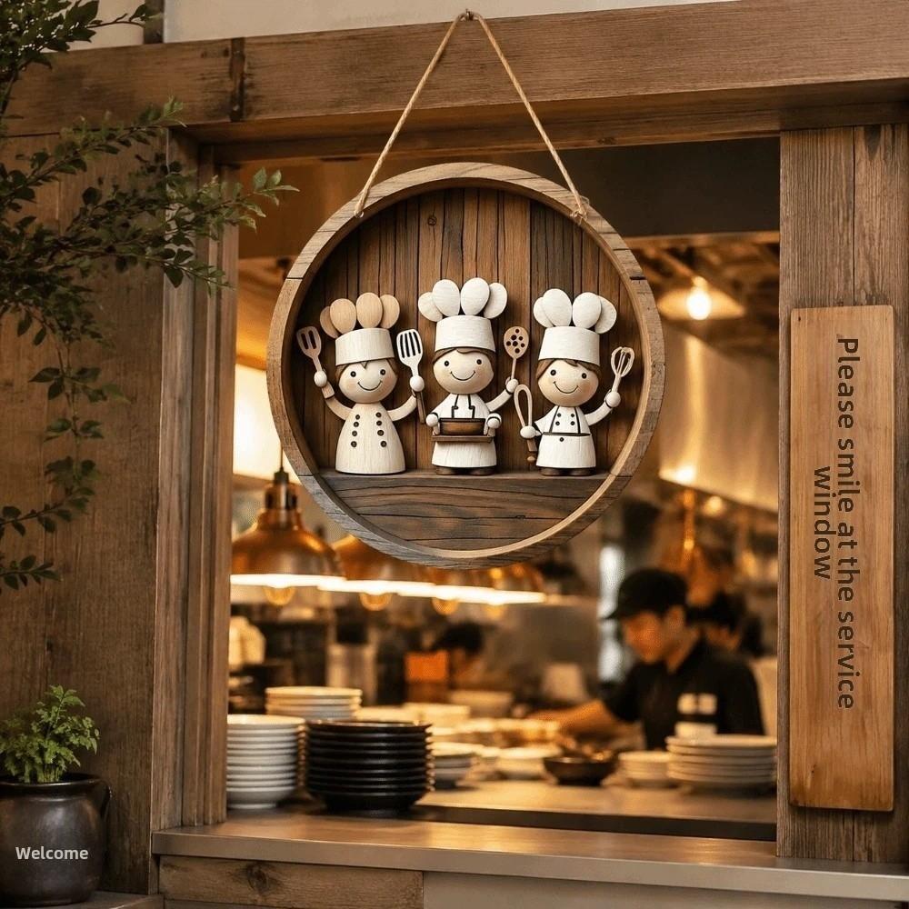 Sinal De Cozinha , Arte De Parede De Plano 2D , Pingente De Chef De Restaurante De Placa Decorativa De Guirlanda De Port