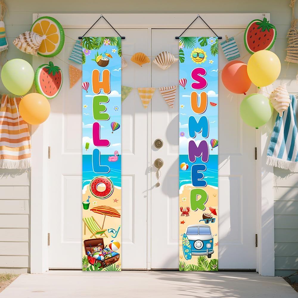 AIBIIN Faixa Decorativa de Boas-Vindas para Varanda de Verão, Tema Praia Tropical Havaiana, Decoração Suspensa para Port