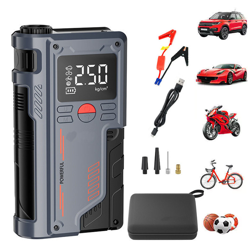 Compressor de Ar 150PSI 12V/14.8V com USB + Luz LED - Para Carro, Moto, Bicicleta e Infláveis, Kit Completo com Bolsa