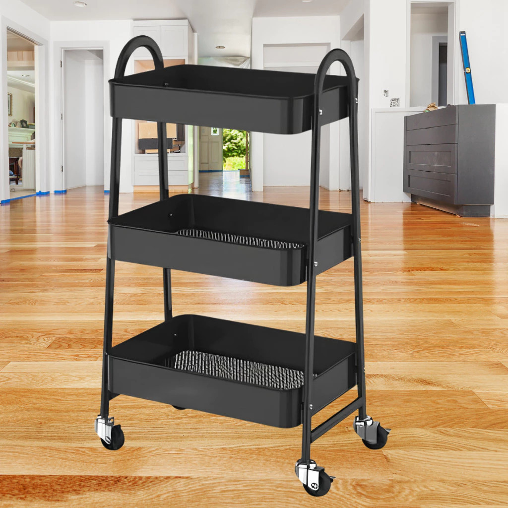 Prateleira Metal Suporte Secador Carrinho Perfume Tempero Rack Preto Rodinhas Achadinhos