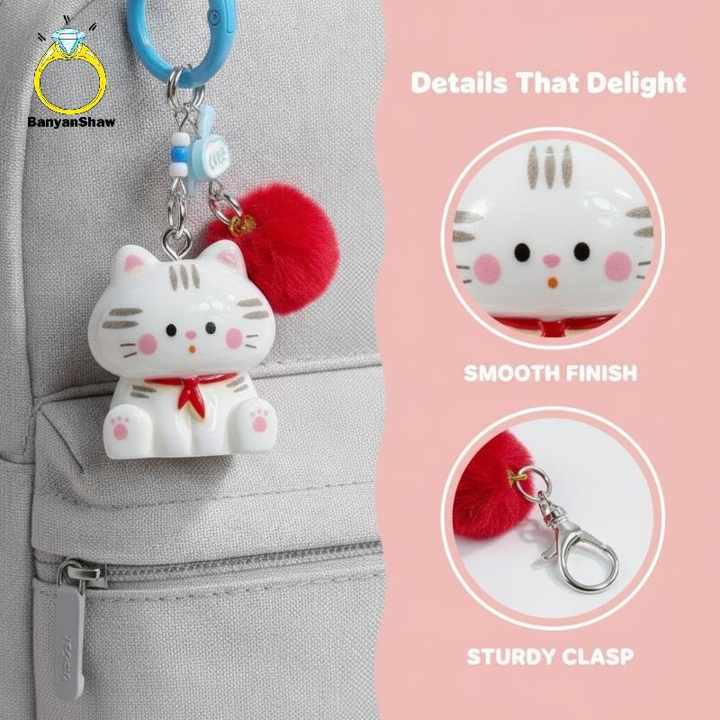 [BANY] Chaveiro De Gato De Resina De Desenho Animado Com Pingente Fofo Pom Criativo Kawaii Para Decoração De Bolsa Bapa