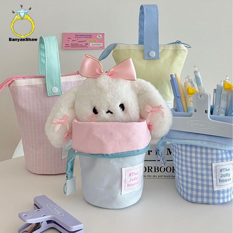 [BANY] Estojo De Lápis De Grande Capacidade Kawaii Bolsa De Armazenamento De Caneta Bonito Perfurador Ba Para Escola Pre