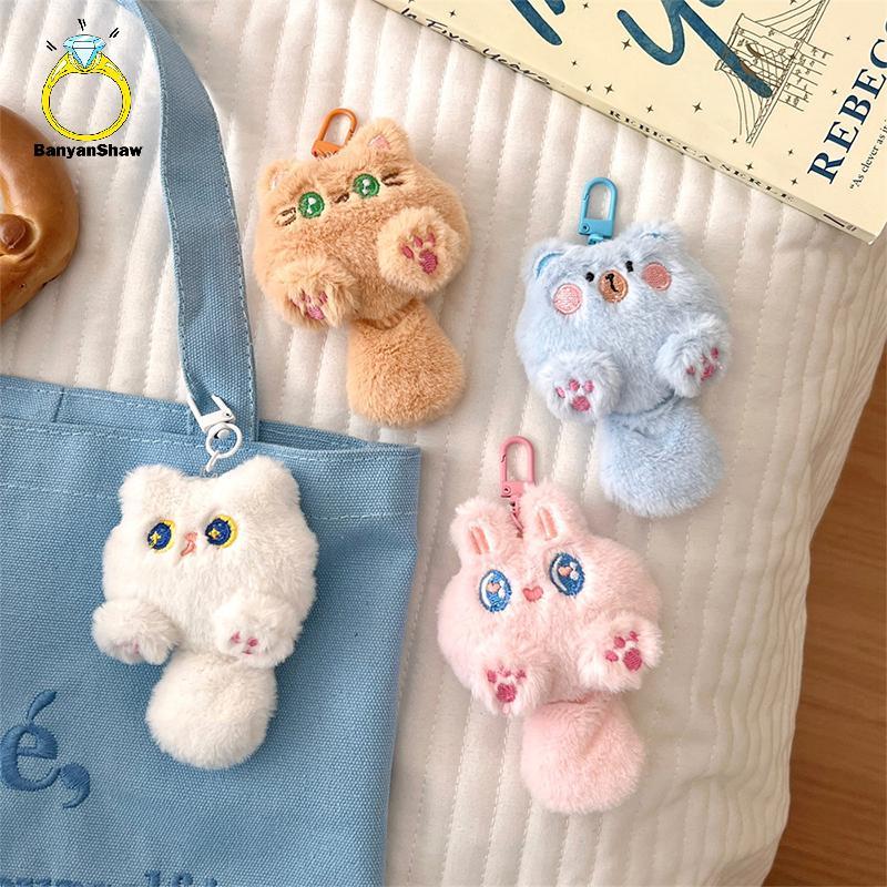 [BANY] Chaveiro De Gato De Cauda Longa De Pelúcia Fofo Kawaii Desenho Animado Boneca Bolsa De Brinquedo Pingente Acessór