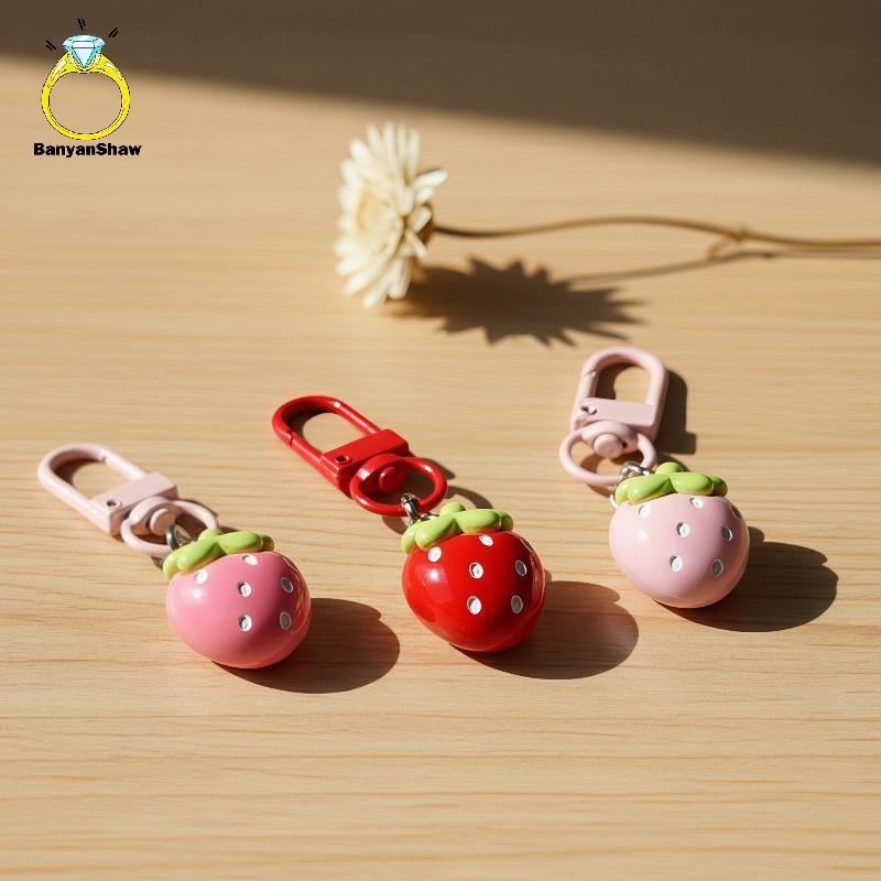 [BANY] Chaveiro De Resina Fofo De Morango 2026 Tendência Kawaii Mini Frutas Para Pingente Bapa Presente Diário Meninas B