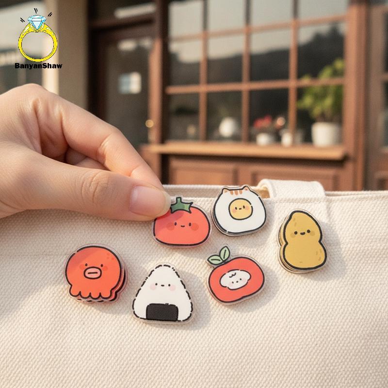 [BANY] 12 Pcs Acrílico Bonito Dos Desenhos Animados Clipes De Comida Kawaii Grampos Portáteis Para Marcadores De Estudan