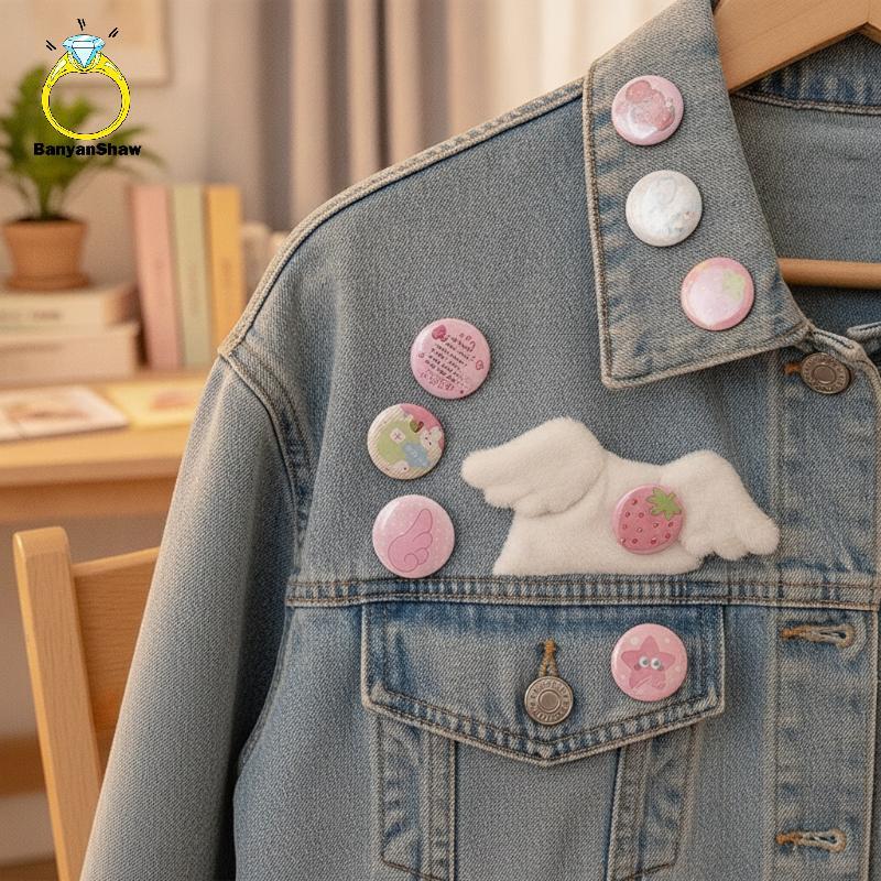 [BANY] Mini Alfinetes Redondos Fofos Estilo Ins 6 Peças Broches Kawaii Para Chapéu Bapa Vestuário Acessórios DIY Bons