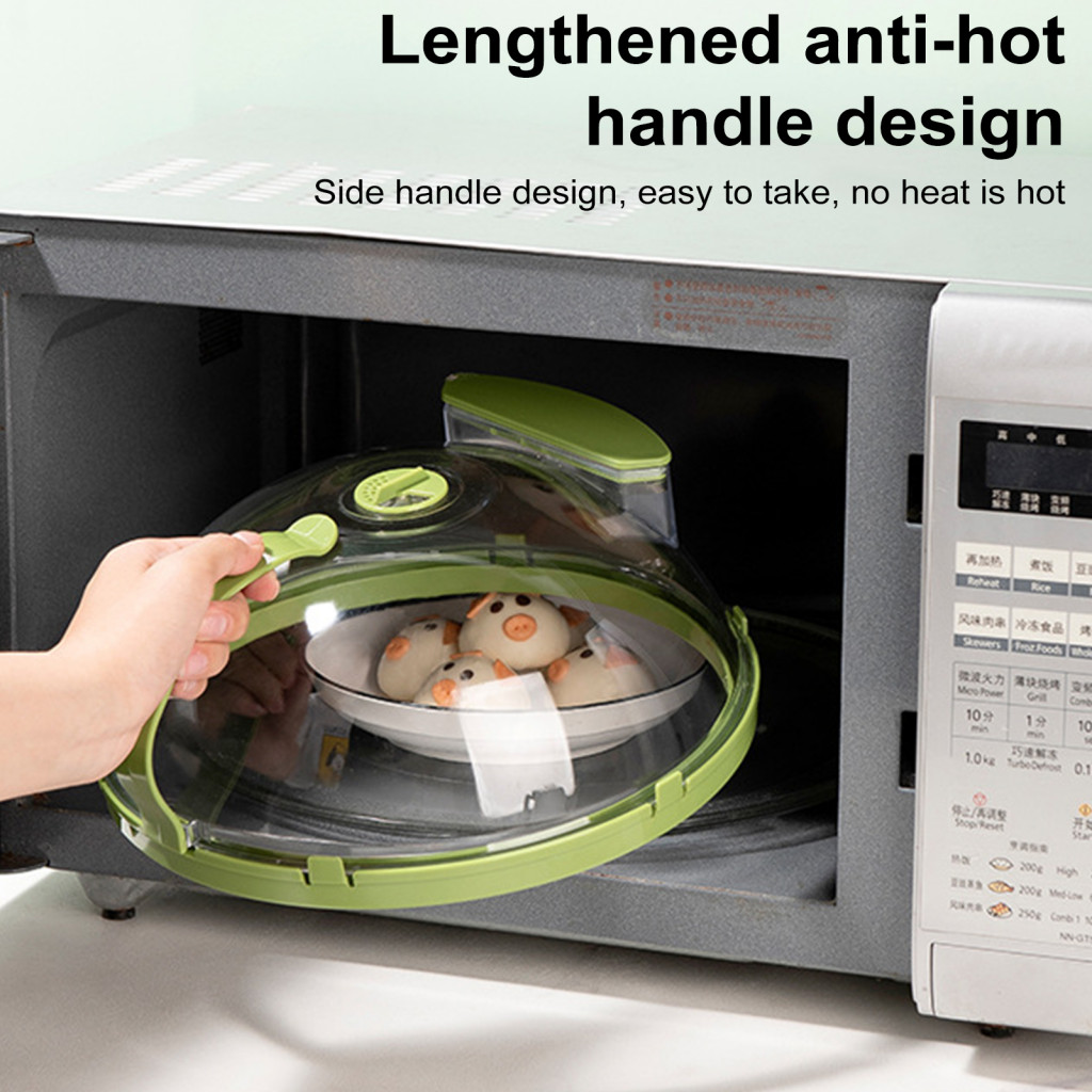 Microwave Food Cover with Built-in Water Steamer and Handle – Splatter Guard Plate for Easy Cooking Kitchen Convenienc