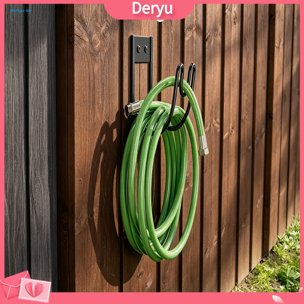 Heavy Duty Garden Hose Hanger Garage Tool Organizer Iron Wall Mount Holder – Rust Resistant Space Saving Outdoor Water