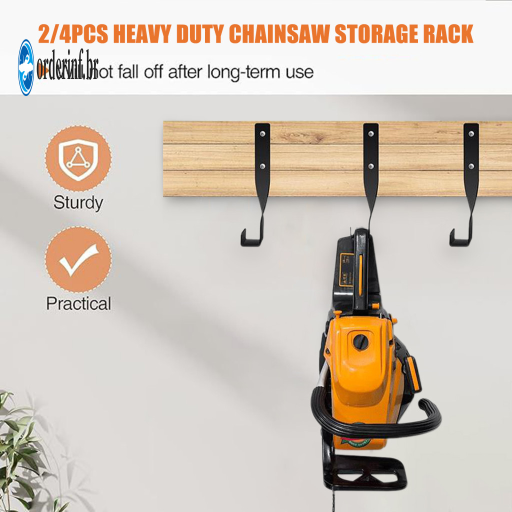 Chainsaw Storage Rack Holder 2/4 Pcs Heavy-duty Wall Mount for String Trimmer Corrosion Resistant Hanger Organizer for G