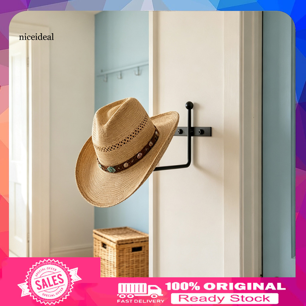 Hat Rack for Wall Metal Display Holder Heavy Duty V-shape Mount for Cowboy Baseball Caps Holds Up to 20 Hats 2-in-1 Adhe