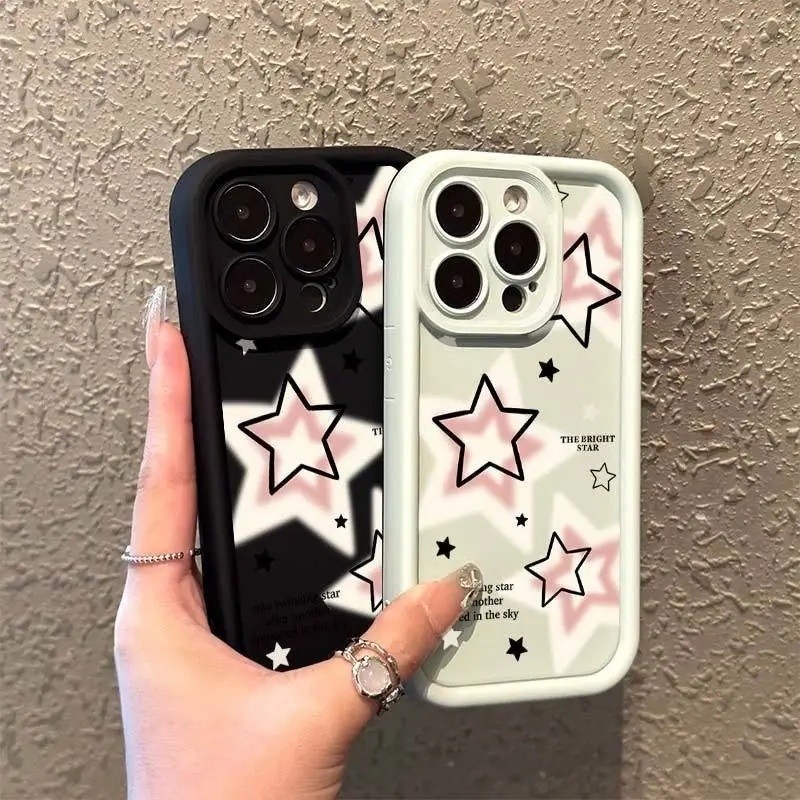 Adequado para iPhone 17/16/15/14/13/12 Pro Max estrela Silicone resistente ao desgaste caso de telefone lente capa prote