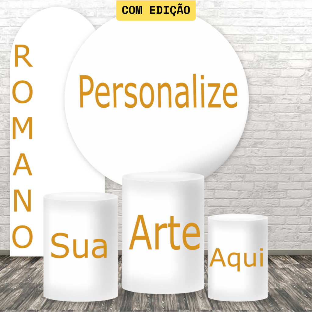 Kit de Capas Painel Redondo, Cilindros e Romano Personalizada Tecido Sublimado com sua Foto Arte ou Imagem Com Edição